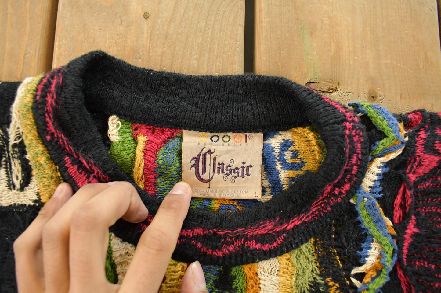 Vintage 1990s Coogi 3D Knit Abstract Crewneck Sweater Men's Large from propervintagecanada