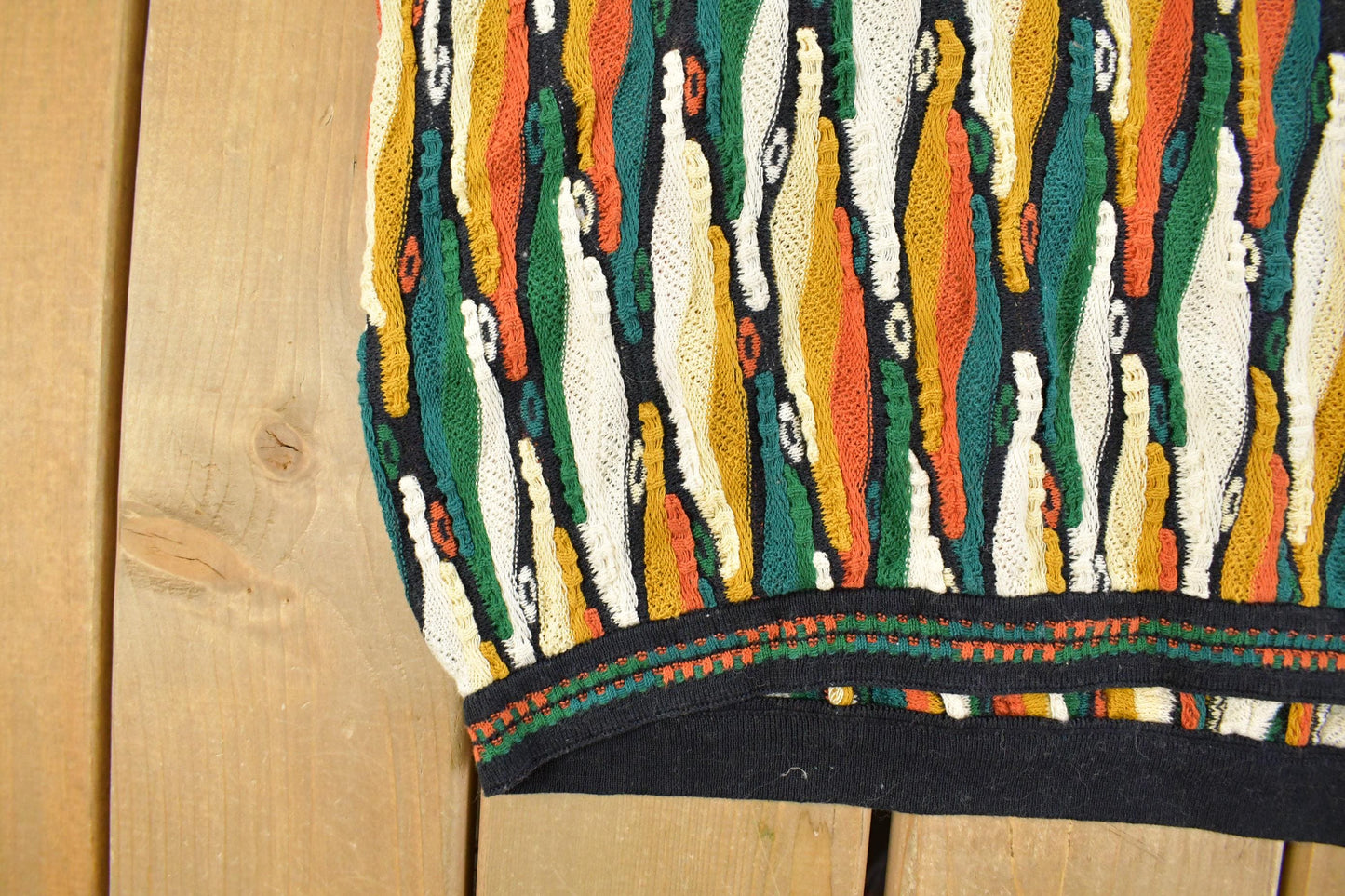Vintage 1990s Coogi 3D Knit Abstract Short Sleeve Crewneck Sweater Men's Large from propervintagecanada