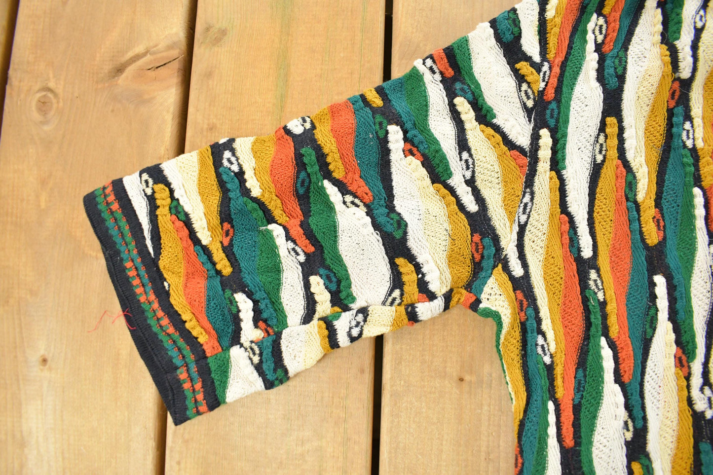 Vintage 1990s Coogi 3D Knit Abstract Short Sleeve Crewneck Sweater Men's Large from propervintagecanada