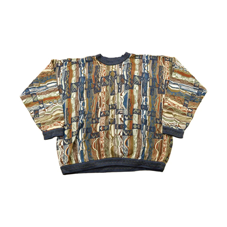 Vintage 1990s Coogi Australia 3D Colored Cable Knit Crewneck Sweater from propervintagecanada