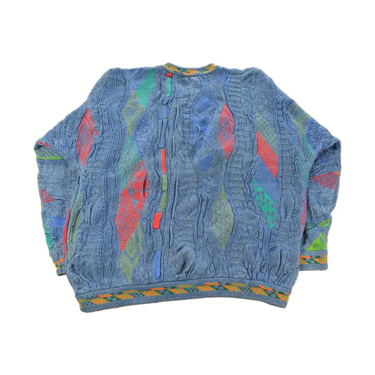 Vintage 1990s Coogi Blues 3D Abstract Knit Sweater Men's Large from propervintagecanada