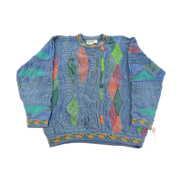 Vintage 1990s Coogi Blues 3D Abstract Knit Sweater Men's Large from propervintagecanada