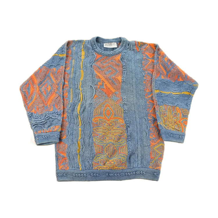 Vintage 1990s Coogi Blues 3D Abstract Knit Sweater Men's Medium from propervintagecanada