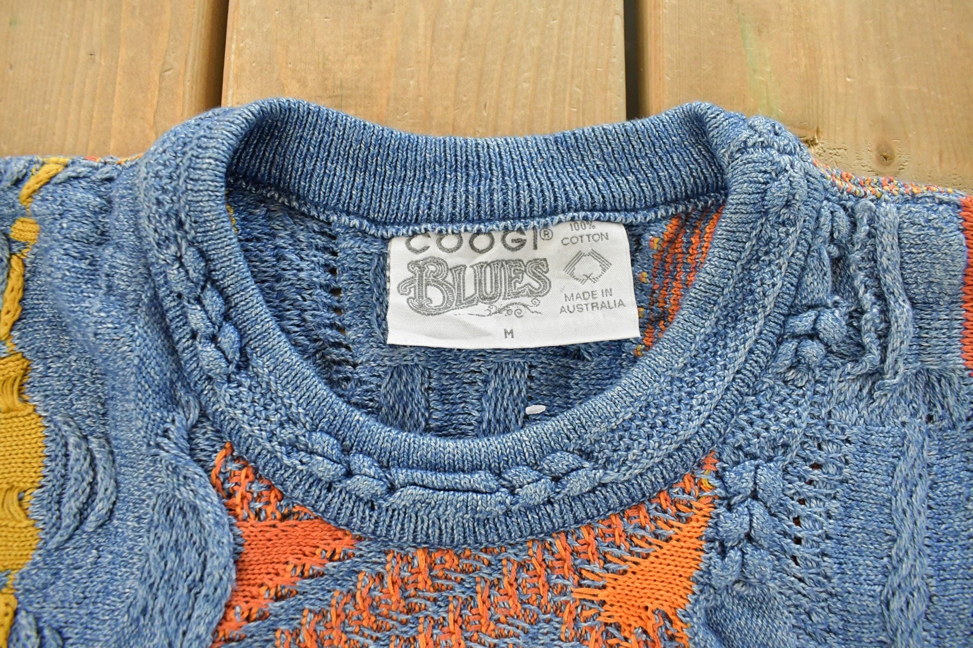 Vintage 1990s Coogi Blues 3D Abstract Knit Sweater Men's Medium from propervintagecanada