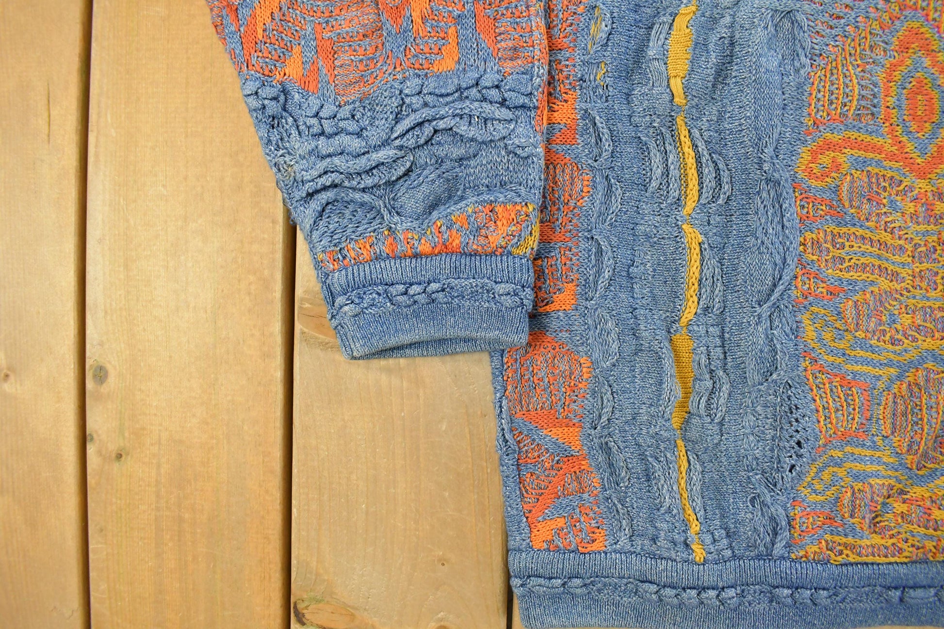 Vintage 1990s Coogi Blues 3D Abstract Knit Sweater Men's Medium from propervintagecanada