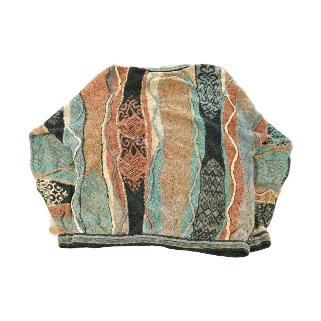 Vintage 1990s Coogi Classic 3D Knit Abstract Crewneck Sweater Men's Large from propervintagecanada