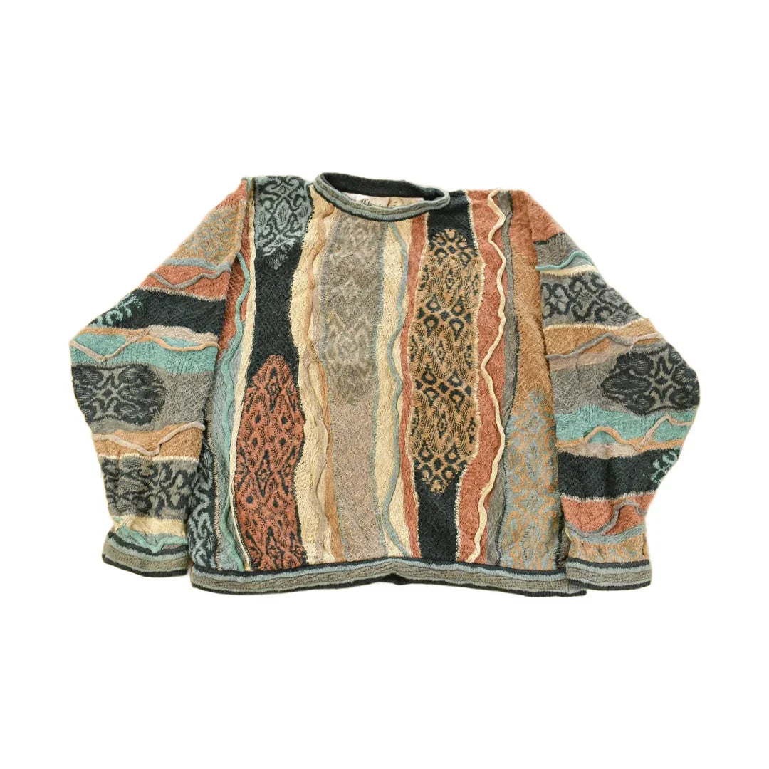 Vintage 1990s Coogi Classic 3D Knit Abstract Crewneck Sweater Men's Large from propervintagecanada
