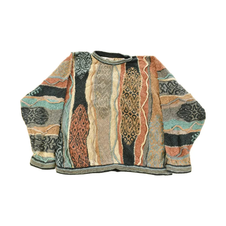 Vintage 1990s Coogi Classic 3D Knit Abstract Crewneck Sweater Men's Large from propervintagecanada