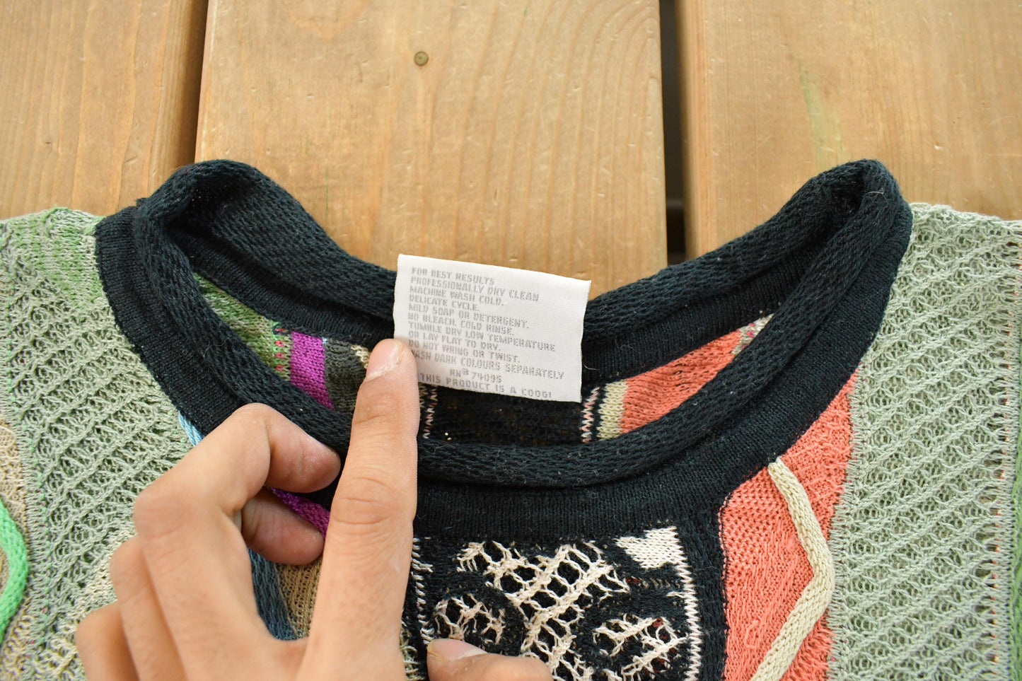 Vintage 1990s Coogi Classic 3D Knit Abstract Crewneck Sweater Men's Large from propervintagecanada