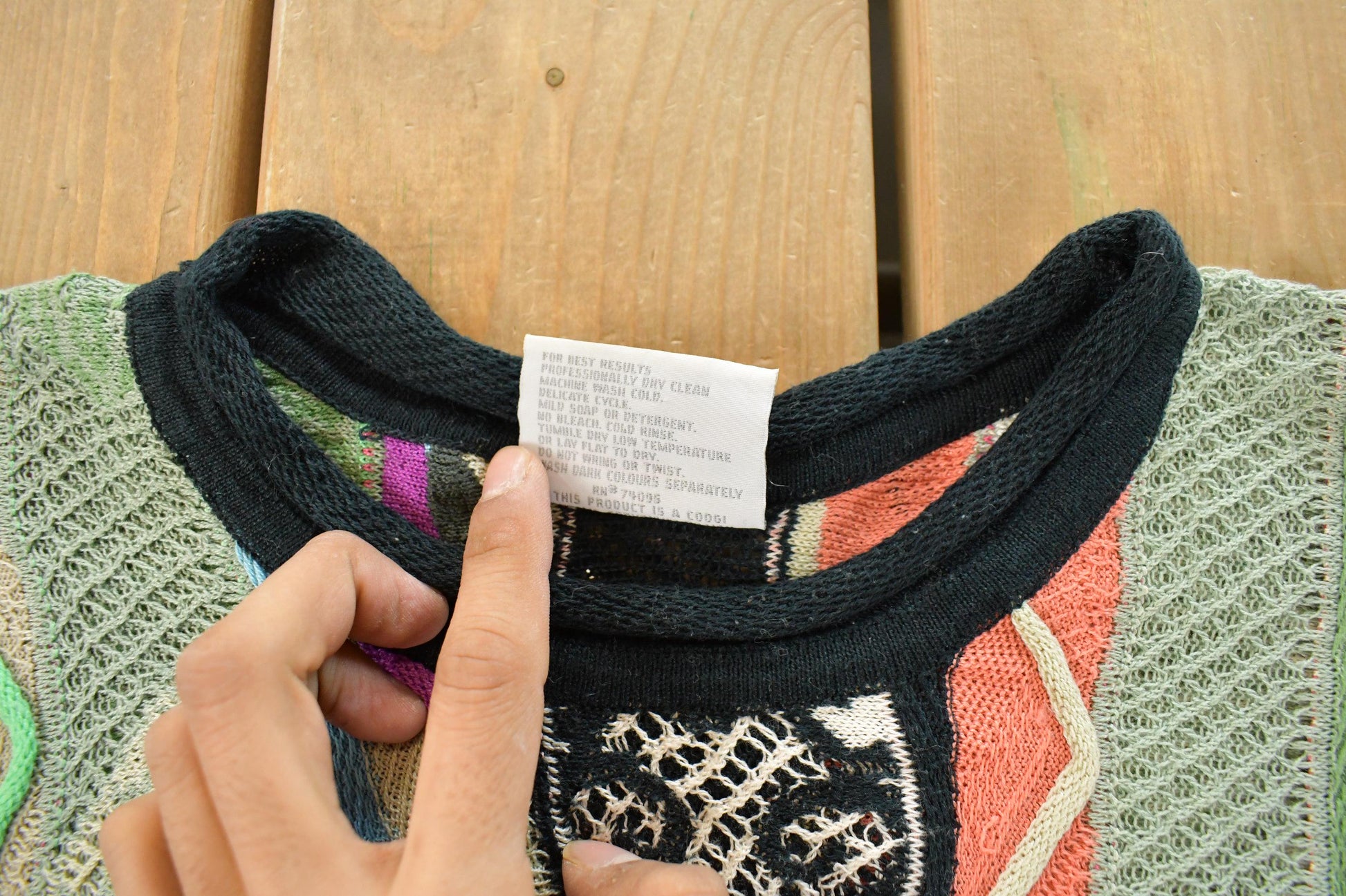 Vintage 1990s Coogi Classic 3D Knit Abstract Crewneck Sweater Men's Large from propervintagecanada