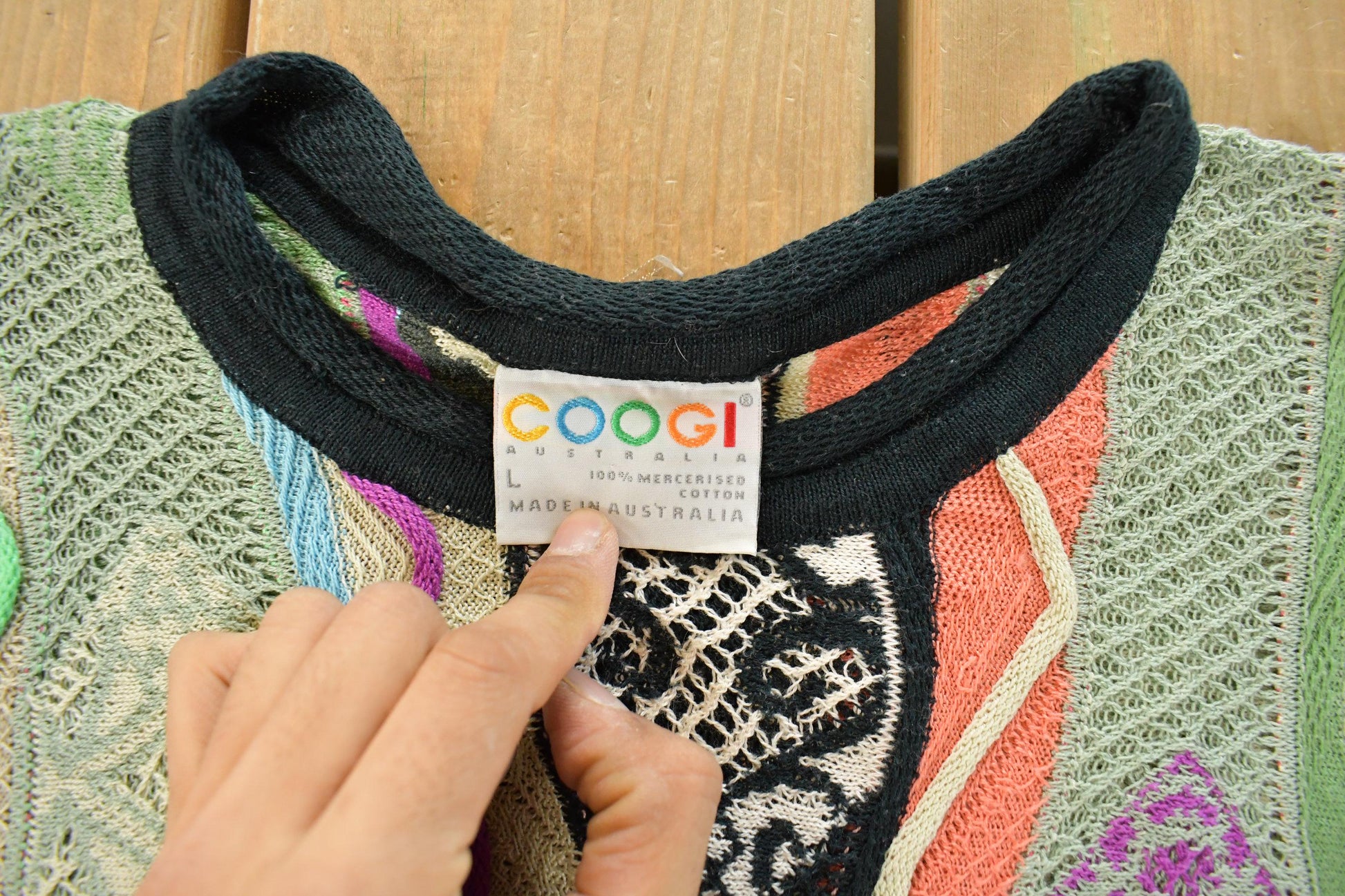 Vintage 1990s Coogi Classic 3D Knit Abstract Crewneck Sweater Men's Large from propervintagecanada