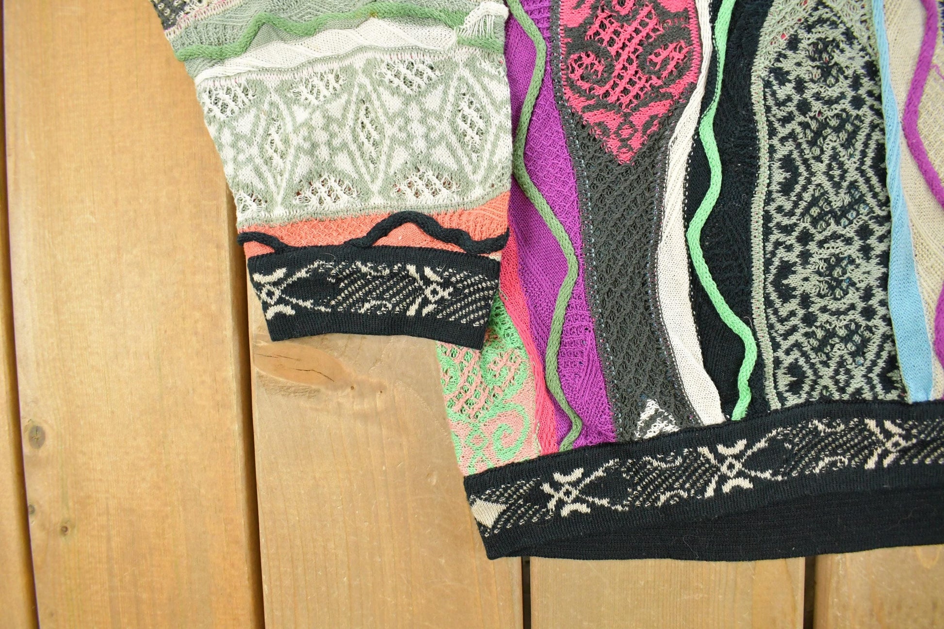 Vintage 1990s Coogi Classic 3D Knit Abstract Crewneck Sweater Men's Large from propervintagecanada