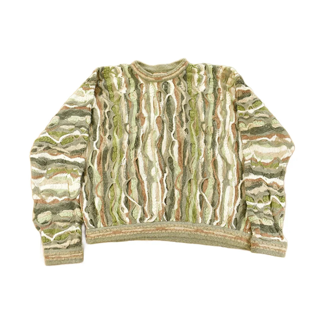 Vintage 1990s Coogi Classic 3D Knit Abstract Crewneck Sweater Men's XL from propervintagecanada