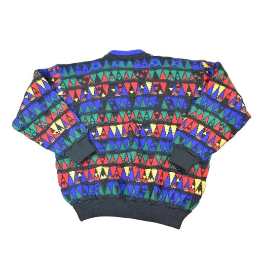 Vintage 1990s Coogi Colorful Made In Australia 3D knit 100% Cotton Abstract Pattern Crewneck Sweater Men's M from propervintagecanada