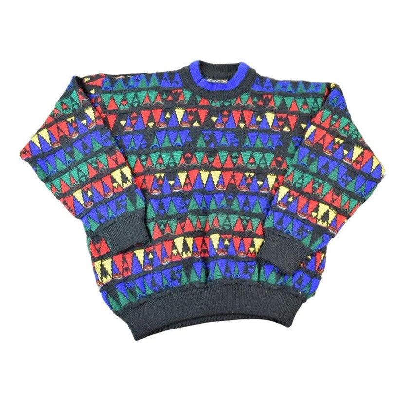 Vintage 1990s Coogi Colorful Made In Australia 3D knit 100% Cotton Abstract Pattern Crewneck Sweater Men's M from propervintagecanada