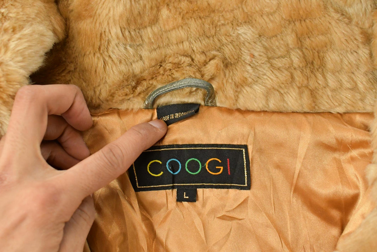 Vintage 1990s Coogi Cropped Faux Fur Bomber Jacket Women's L from propervintagecanada