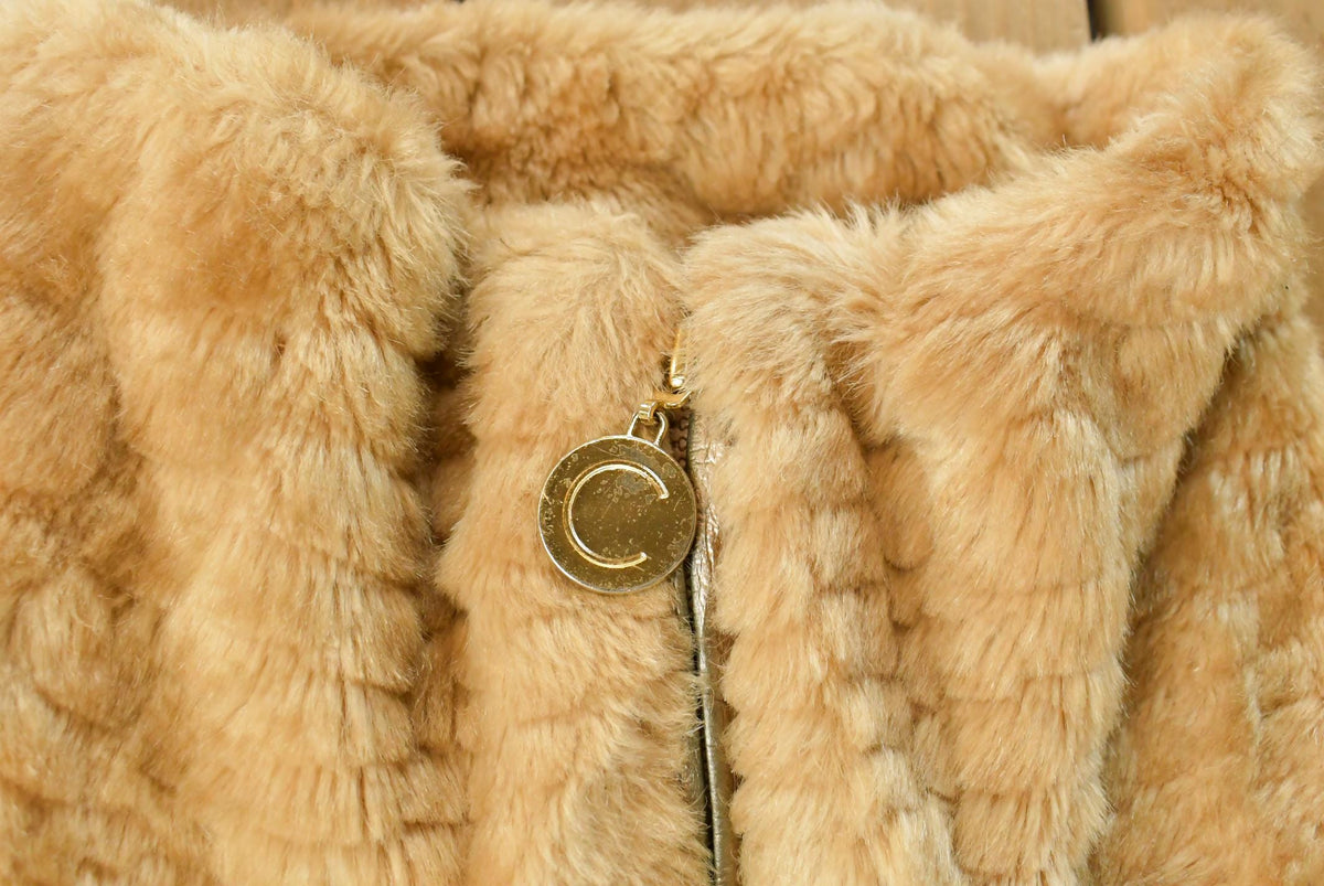 Vintage 1990s Coogi Cropped Faux Fur Bomber Jacket Women's L from propervintagecanada