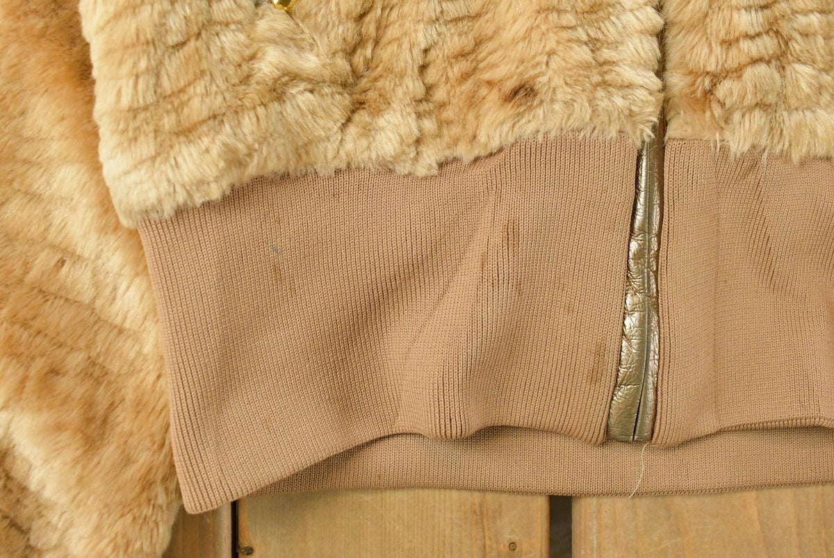 Vintage 1990s Coogi Cropped Faux Fur Bomber Jacket Women's L from propervintagecanada