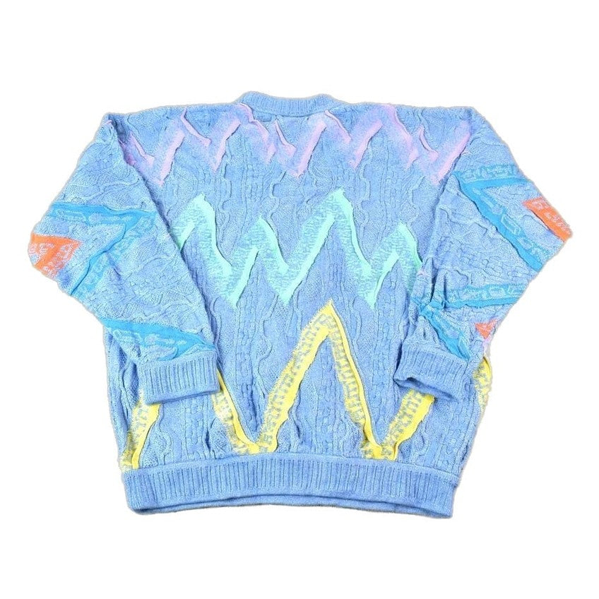 Vintage 1990s Coogi Cuggi 100% Cotton Abstract Pattern Crewneck Sweater Made In Australia 3D knit Men's XL from propervintagecanada