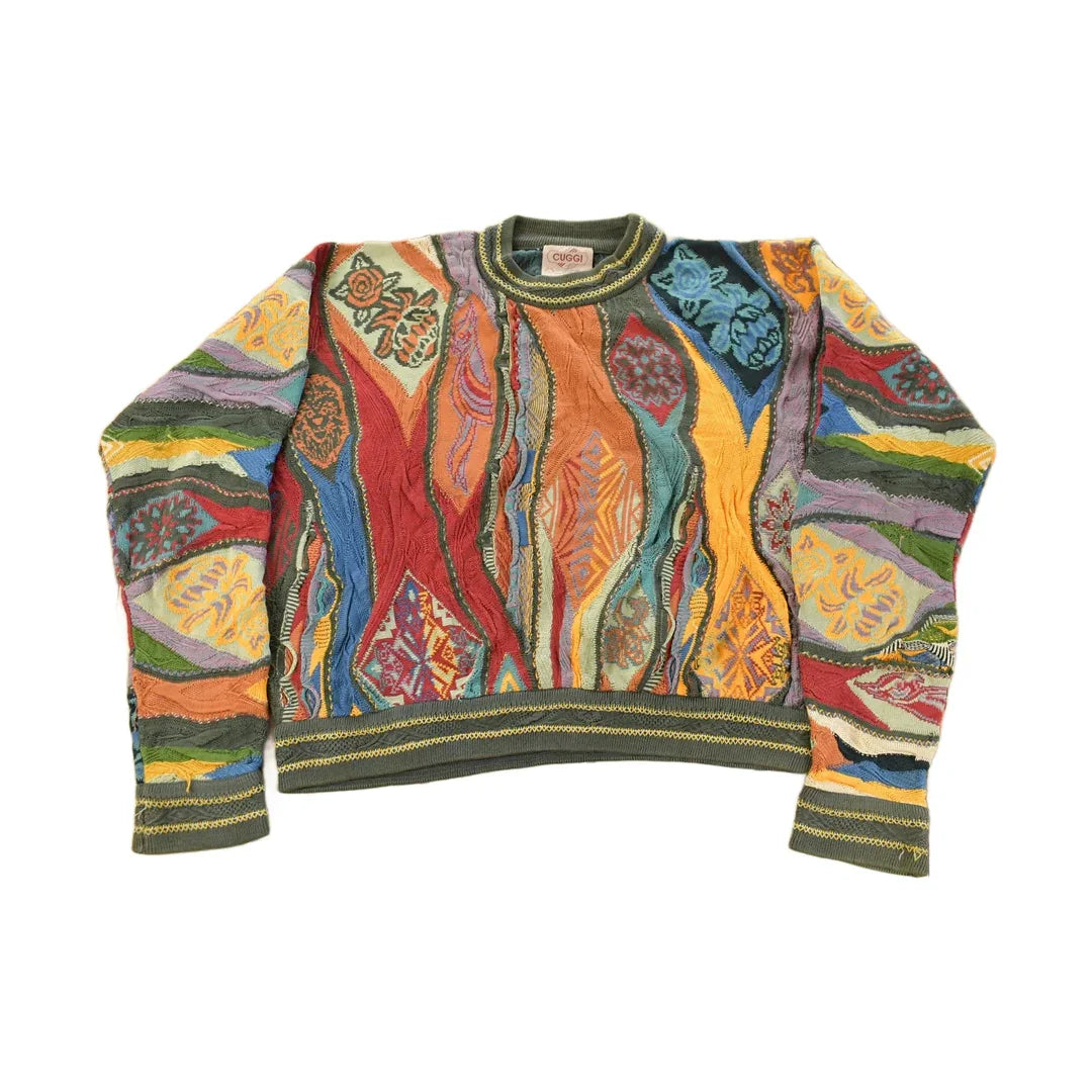 Vintage 1990s Coogi Cuggi 3D Knit Abstract Crewneck Sweater Men's Short Medium from propervintagecanada