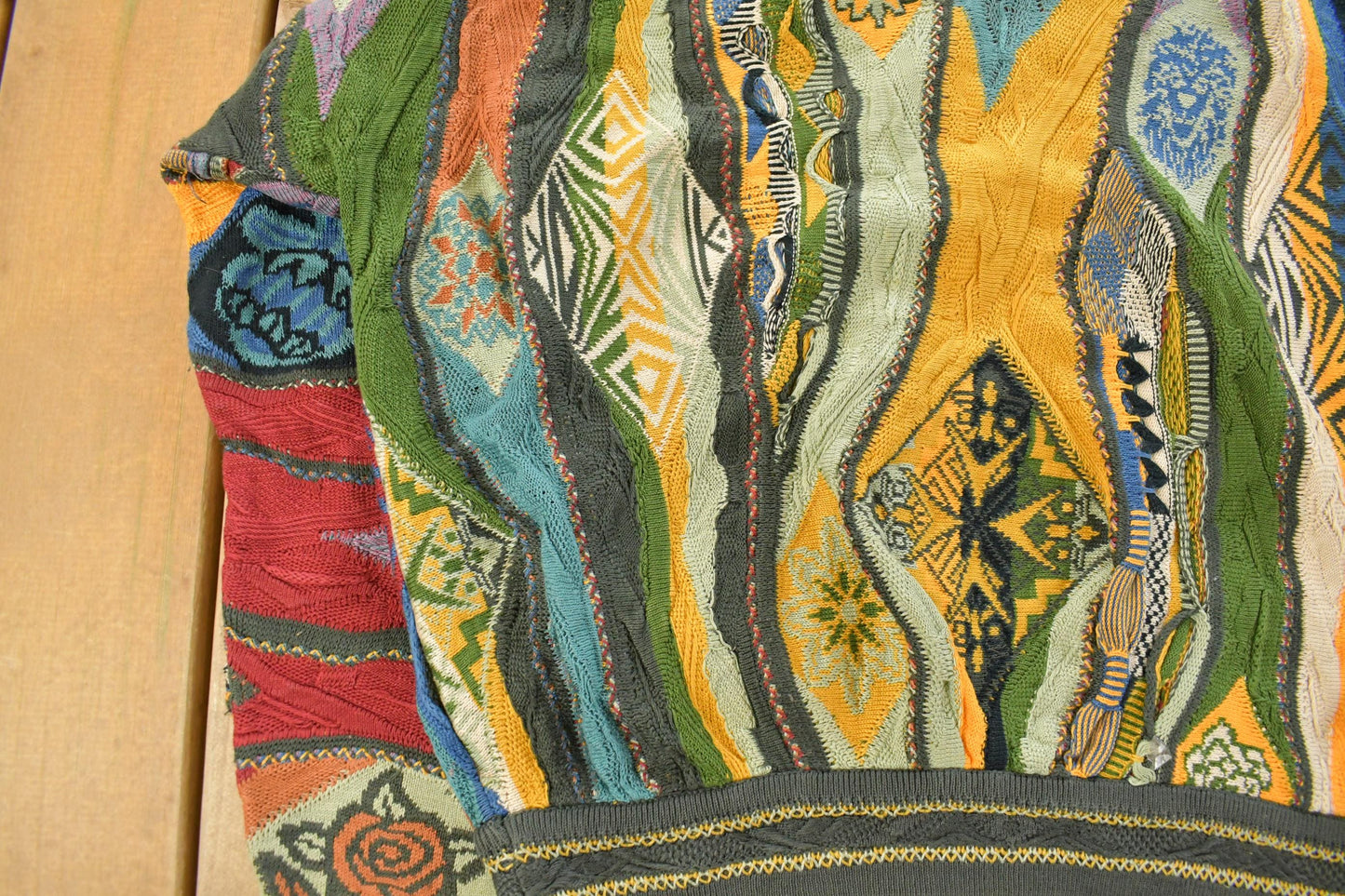 Vintage 1990s Coogi Cuggi 3D Knit Abstract Crewneck Sweater Men's Short Medium from propervintagecanada