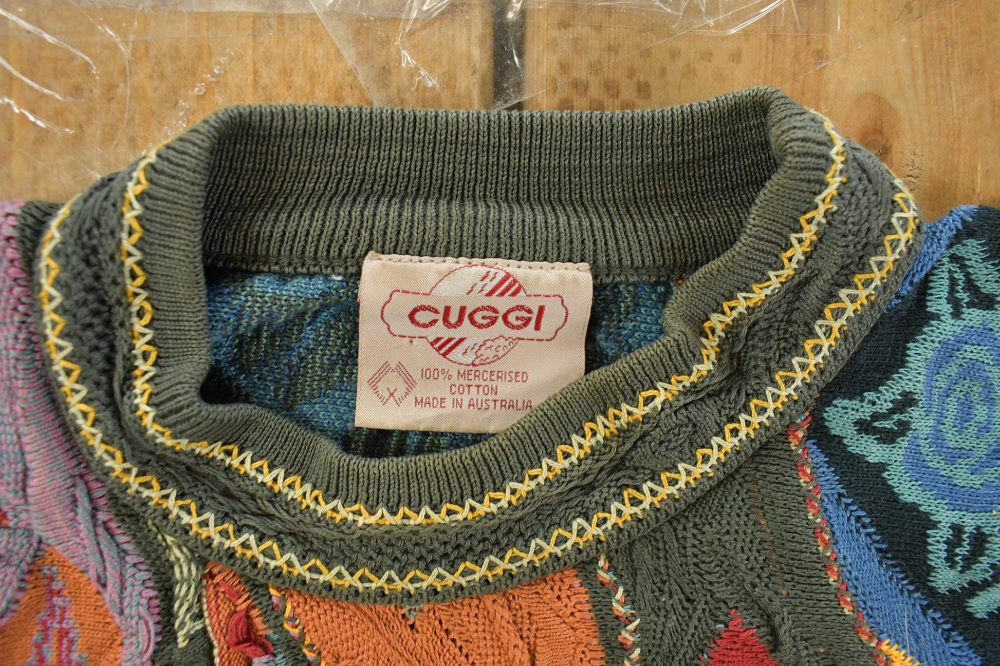 Vintage 1990s Coogi Cuggi 3D Knit Abstract Crewneck Sweater Men's Short Medium from propervintagecanada
