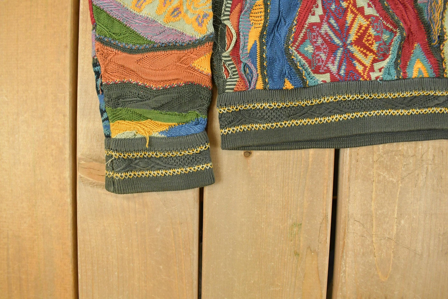 Vintage 1990s Coogi Cuggi 3D Knit Abstract Crewneck Sweater Men's Short Medium from propervintagecanada