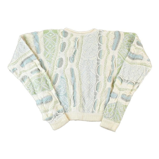 Vintage 1990s Coogi Made In Australia 3D knit 100% Cotton Abstract Pattern Crewneck Sweater from propervintagecanada
