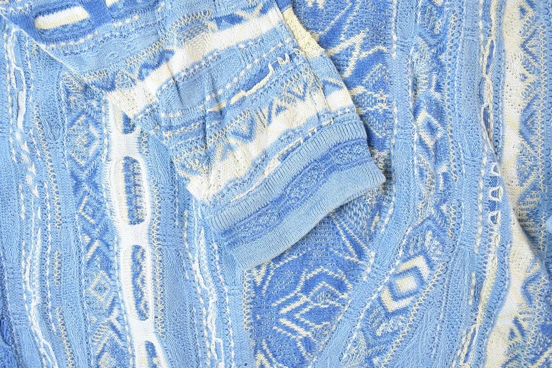 Vintage 1990s Coogi Made In Australia 3D knit 100% Cotton Abstract Pattern Crewneck Sweater Men's 2XL from propervintagecanada