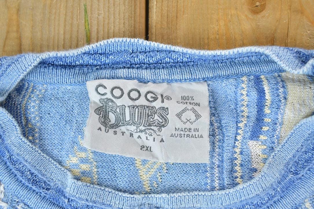 Vintage 1990s Coogi Made In Australia 3D knit 100% Cotton Abstract Pattern Crewneck Sweater Men's 2XL from propervintagecanada