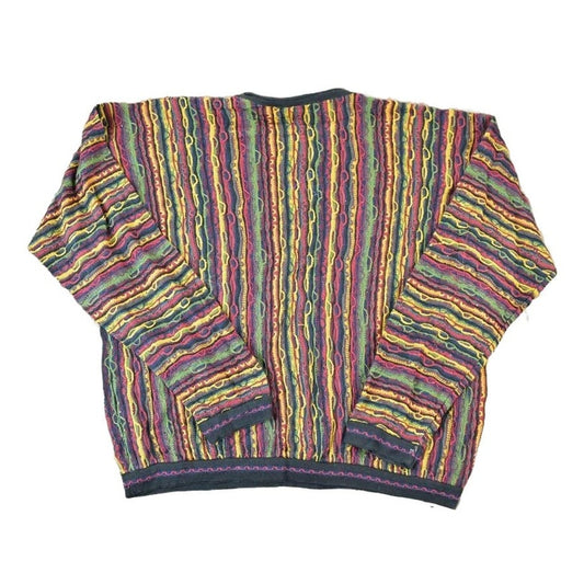 Vintage 1990s Coogi Made In Australia 3D Knit 100% Cotton Abstract Pattern Crewneck Sweater Men's M from propervintagecanada