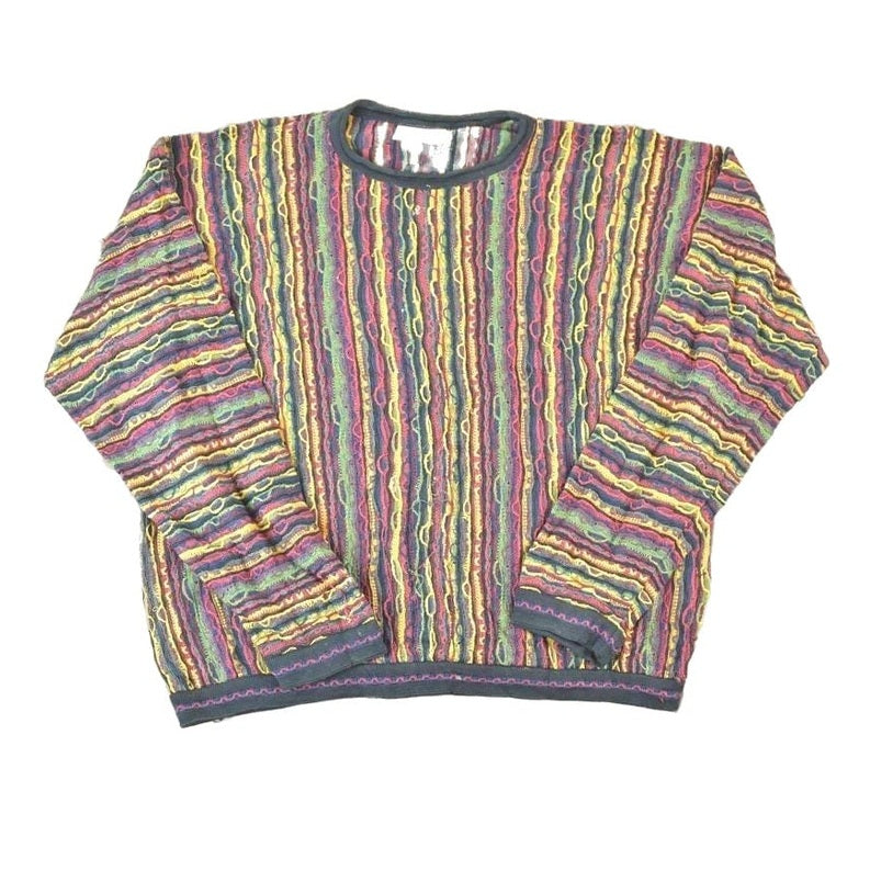 Vintage 1990s Coogi Made In Australia 3D Knit 100% Cotton Abstract Pattern Crewneck Sweater Men's M from propervintagecanada