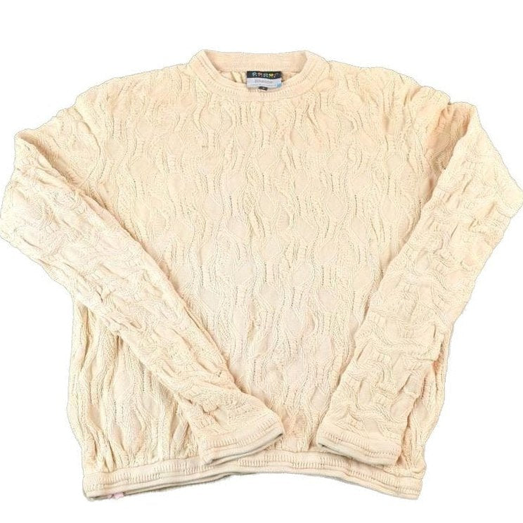 Vintage 1990s Coogi Made In Australia 3D knit 100% Cotton Abstract Pattern Crewneck Sweater Men's Small from propervintagecanada