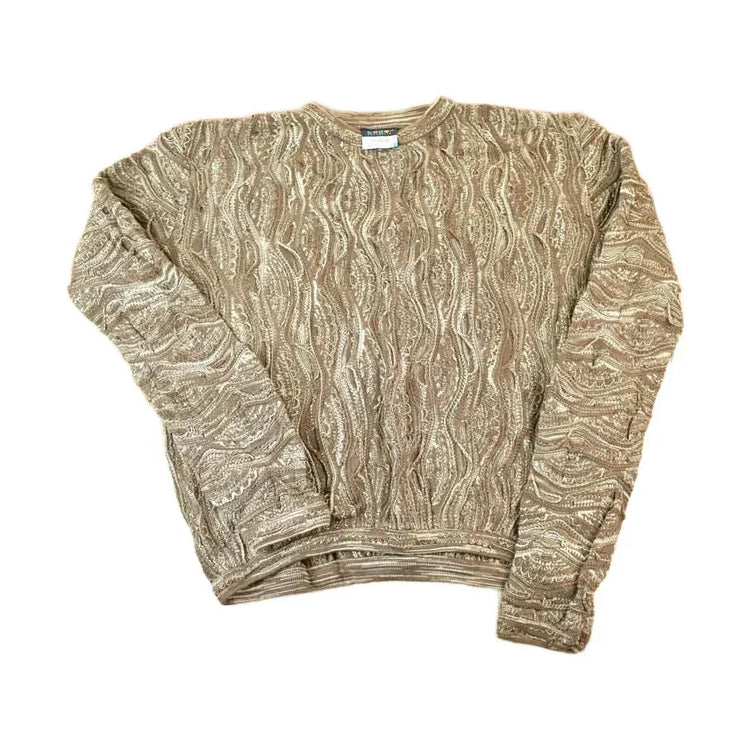 Vintage 1990s Coogi Made In Australia 3D knit 100% Cotton Abstract Pattern Crewneck Sweater Men's XL from propervintagecanada