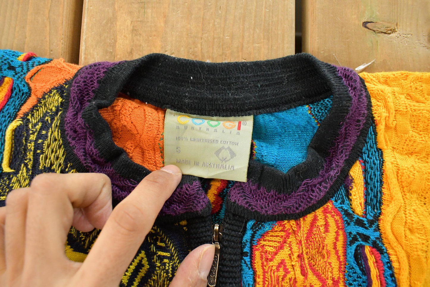 Vintage 1990s Coogi Quarter Zip 3D Knit Abstract Crewneck Sweater Women's S from propervintagecanada