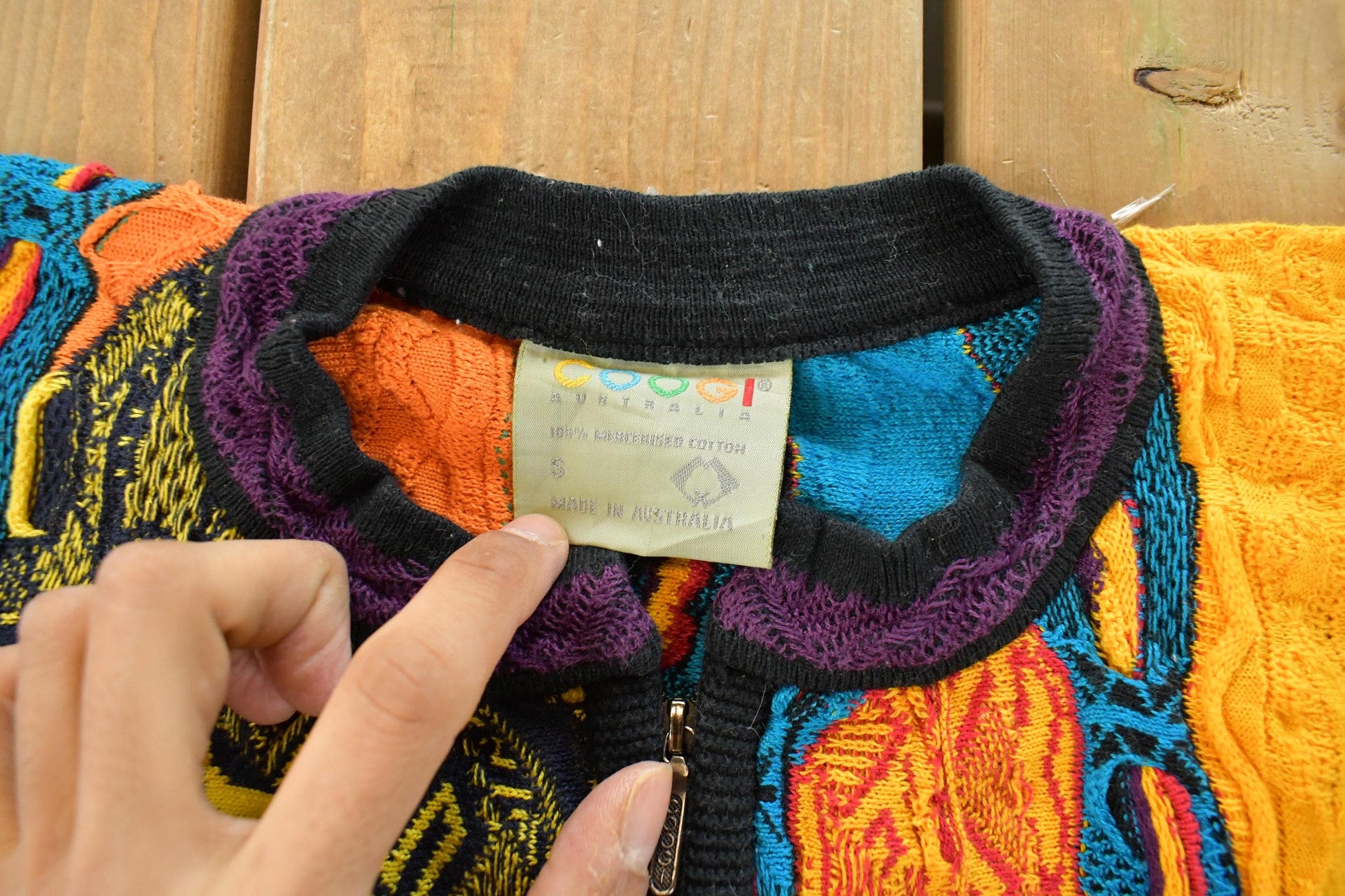 Vintage 1990s Coogi Quarter Zip 3D Knit Abstract Crewneck Sweater Women's S from propervintagecanada