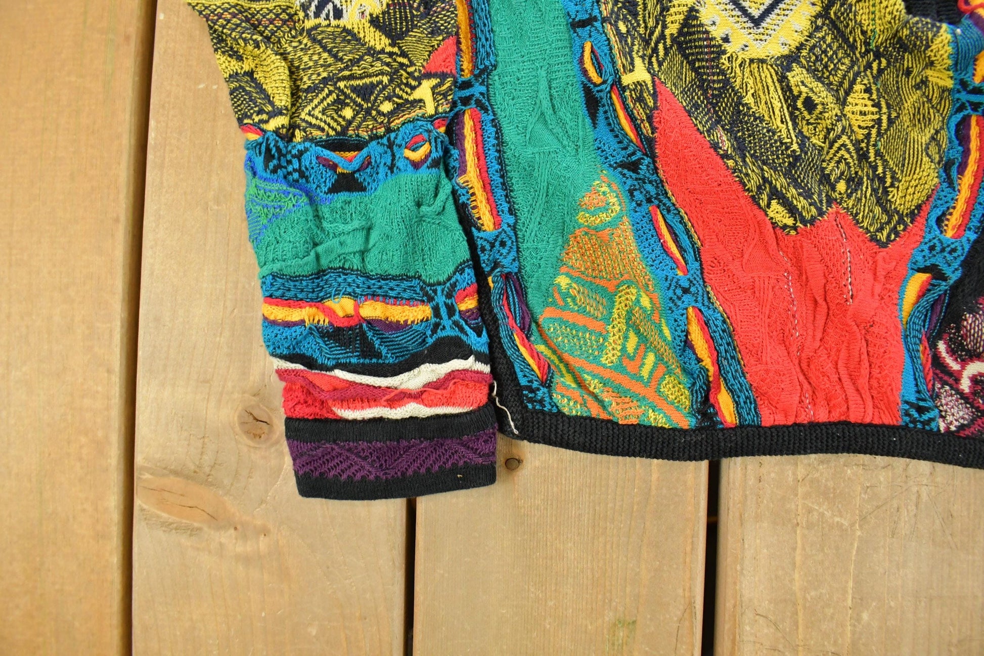 Vintage 1990s Coogi Quarter Zip 3D Knit Abstract Crewneck Sweater Women's S from propervintagecanada