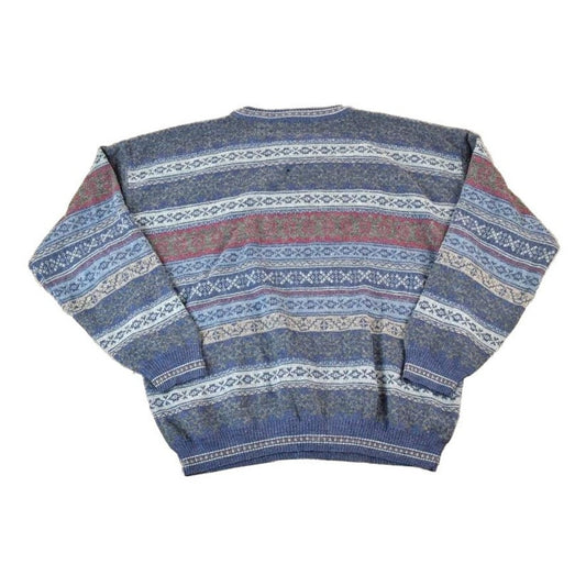 Vintage 1990s Cortina Italia Wool Blend Knit Abstract Pattern Crewneck Sweater Made In Italy Men's Small from propervintagecanada