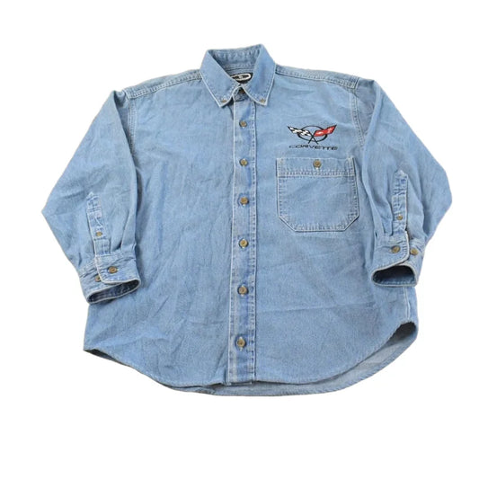 Vintage 1990s Corvette Embroidered Button Up Shirt Men's M from propervintagecanada