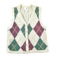 Vintage 1990s Cotton Ginny Argyle Pattern Chunky Knit Cardigan Sweater Vest Women's S from propervintagecanada