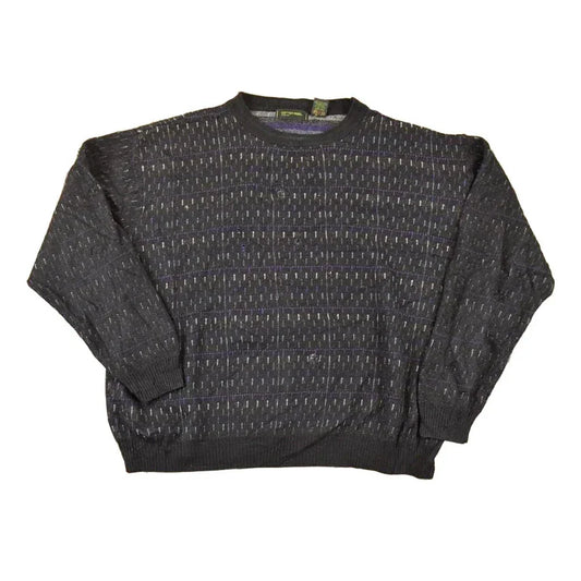 Vintage 1990s Cotton Reel Abstract Knit Crewneck Sweater Mens L from propervintagecanada
