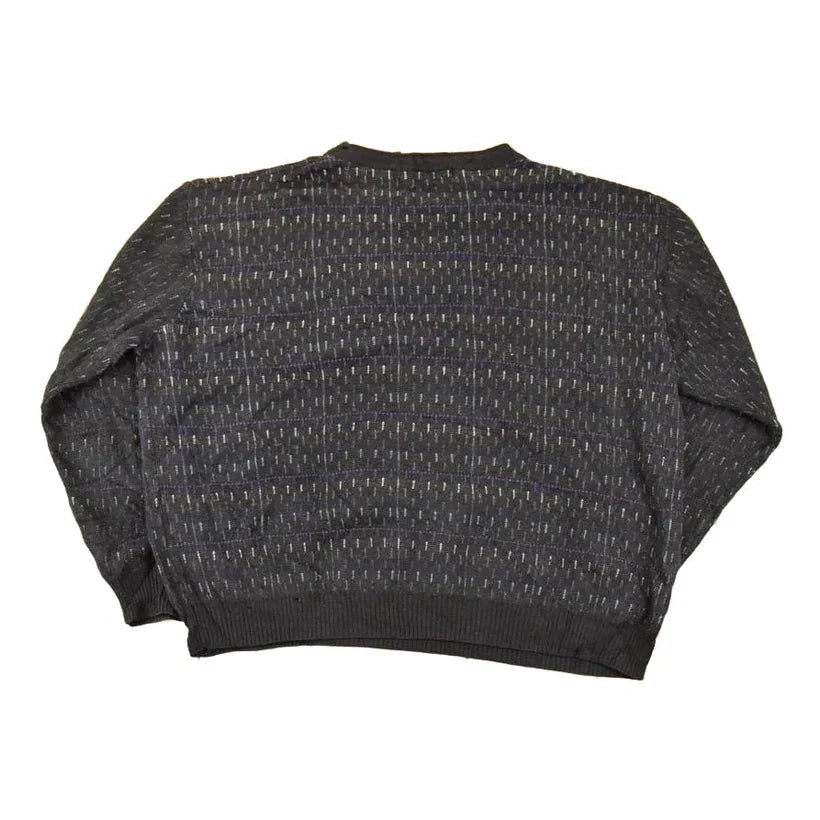 Vintage 1990s Cotton Reel Abstract Knit Crewneck Sweater Mens L from propervintagecanada
