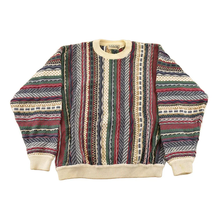 Vintage 1990s Cotton Traders 3D Cable Knit Crewneck Sweater Men's Medium from propervintagecanada