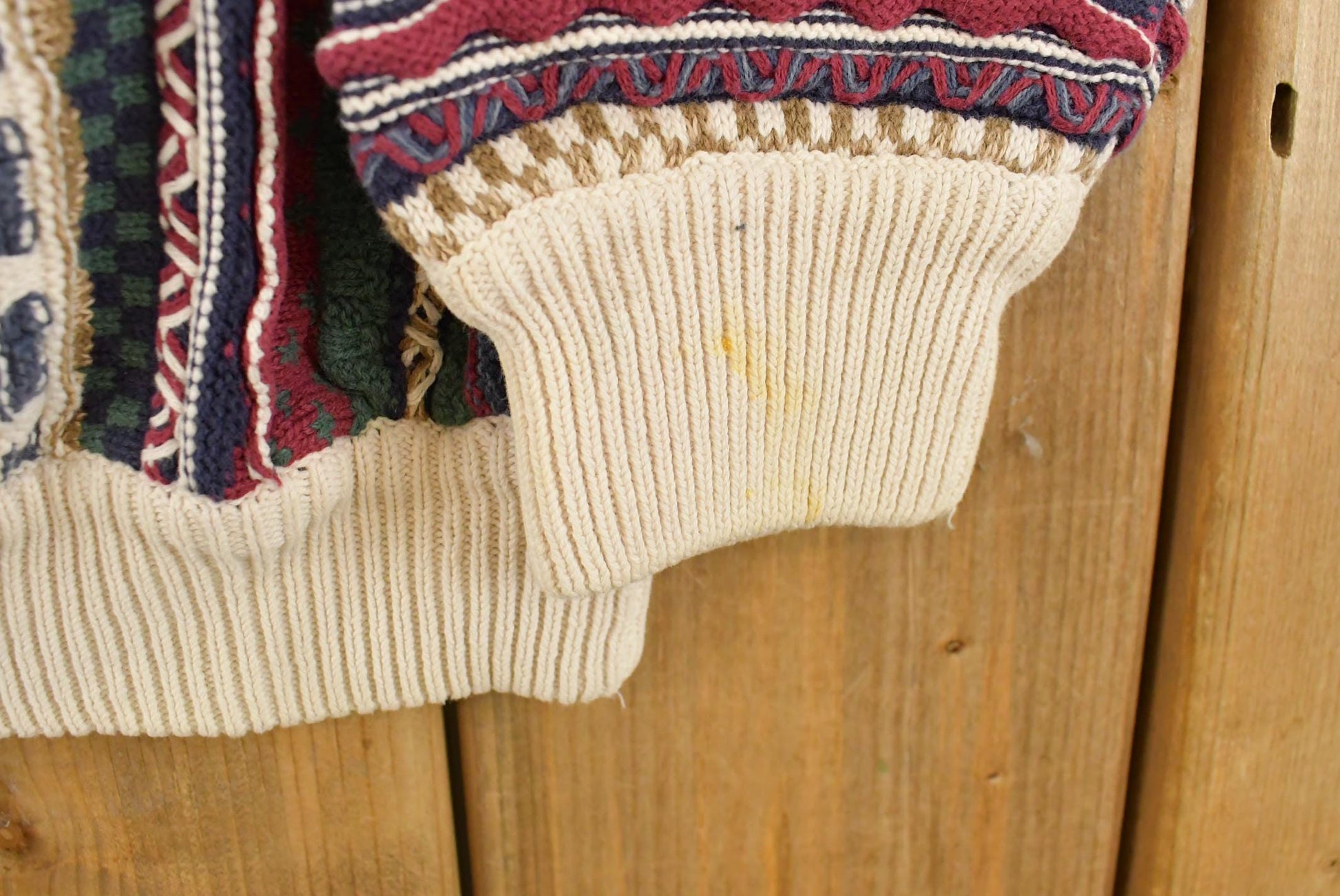 Vintage 1990s Cotton Traders 3D Cable Knit Crewneck Sweater Men's Medium from propervintagecanada