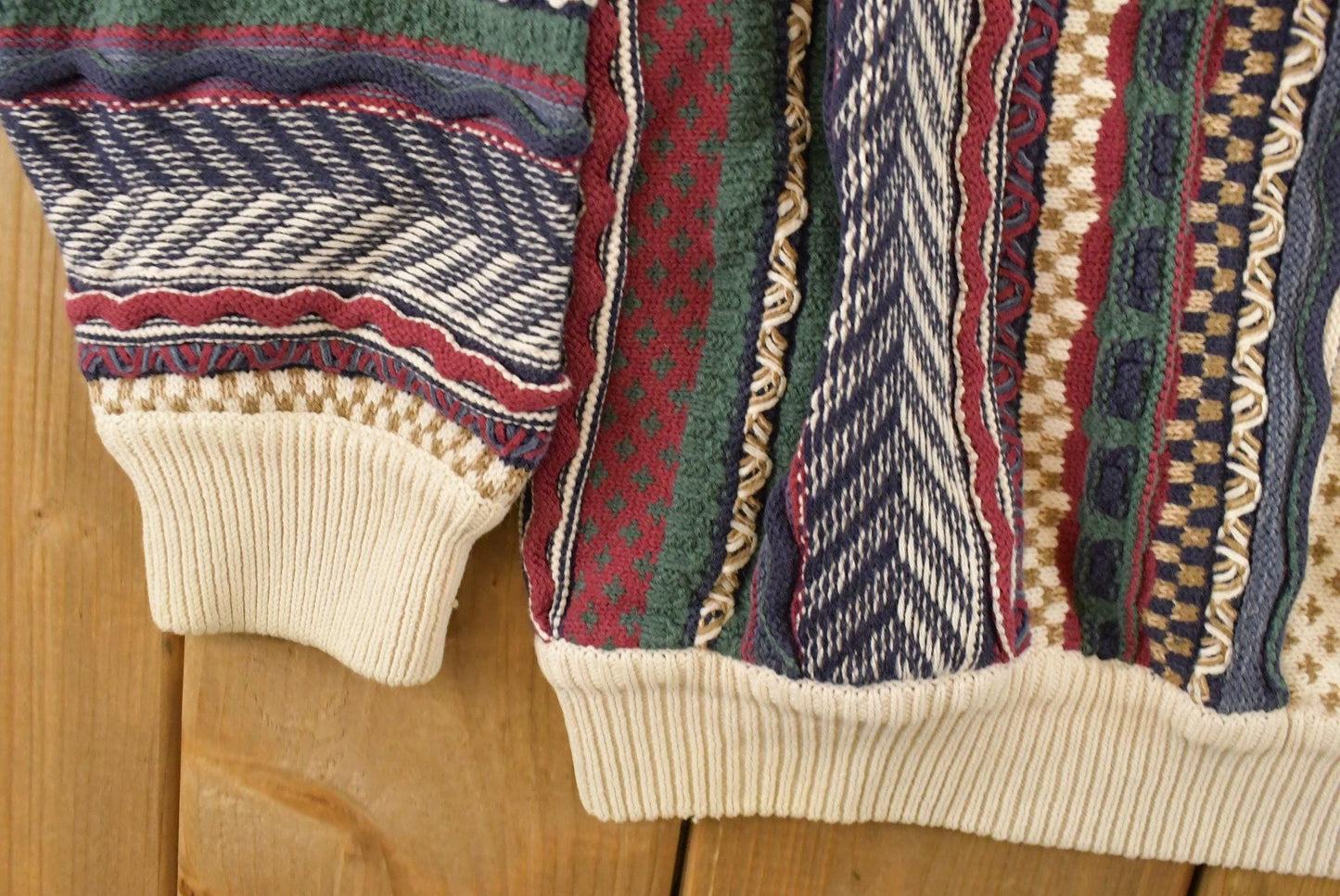 Vintage 1990s Cotton Traders 3D Cable Knit Crewneck Sweater Men's Medium from propervintagecanada