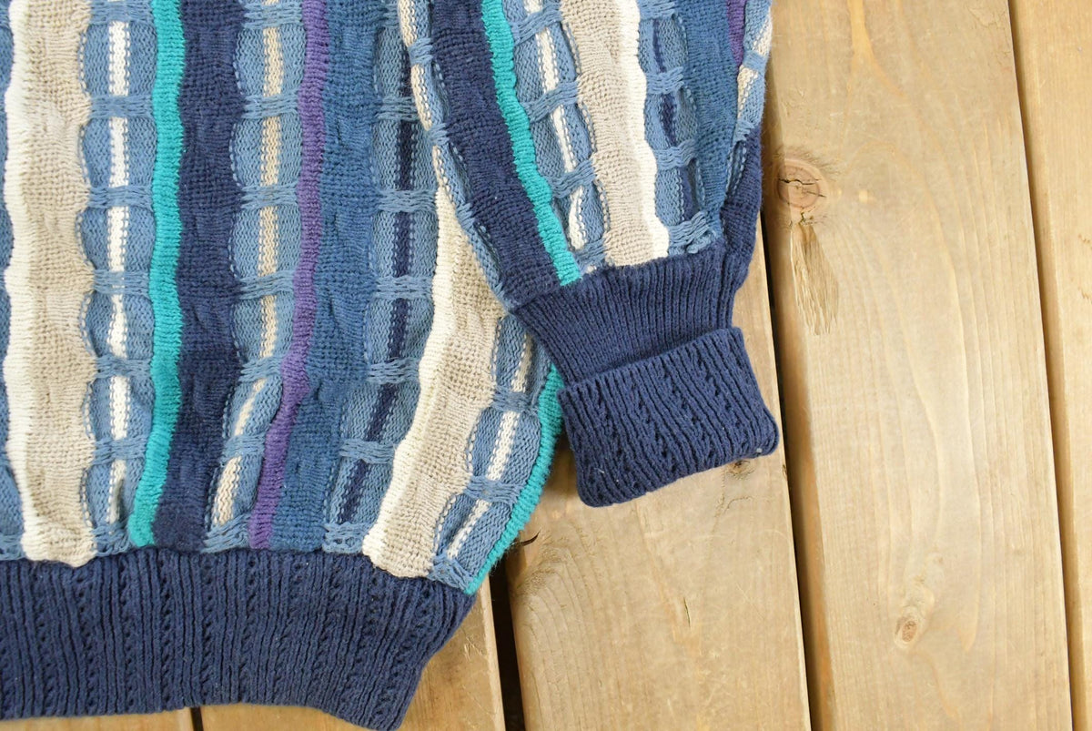 Vintage 1990s Cotton Traders 3D Cable Knit Crewneck Sweater Men's XL from propervintagecanada