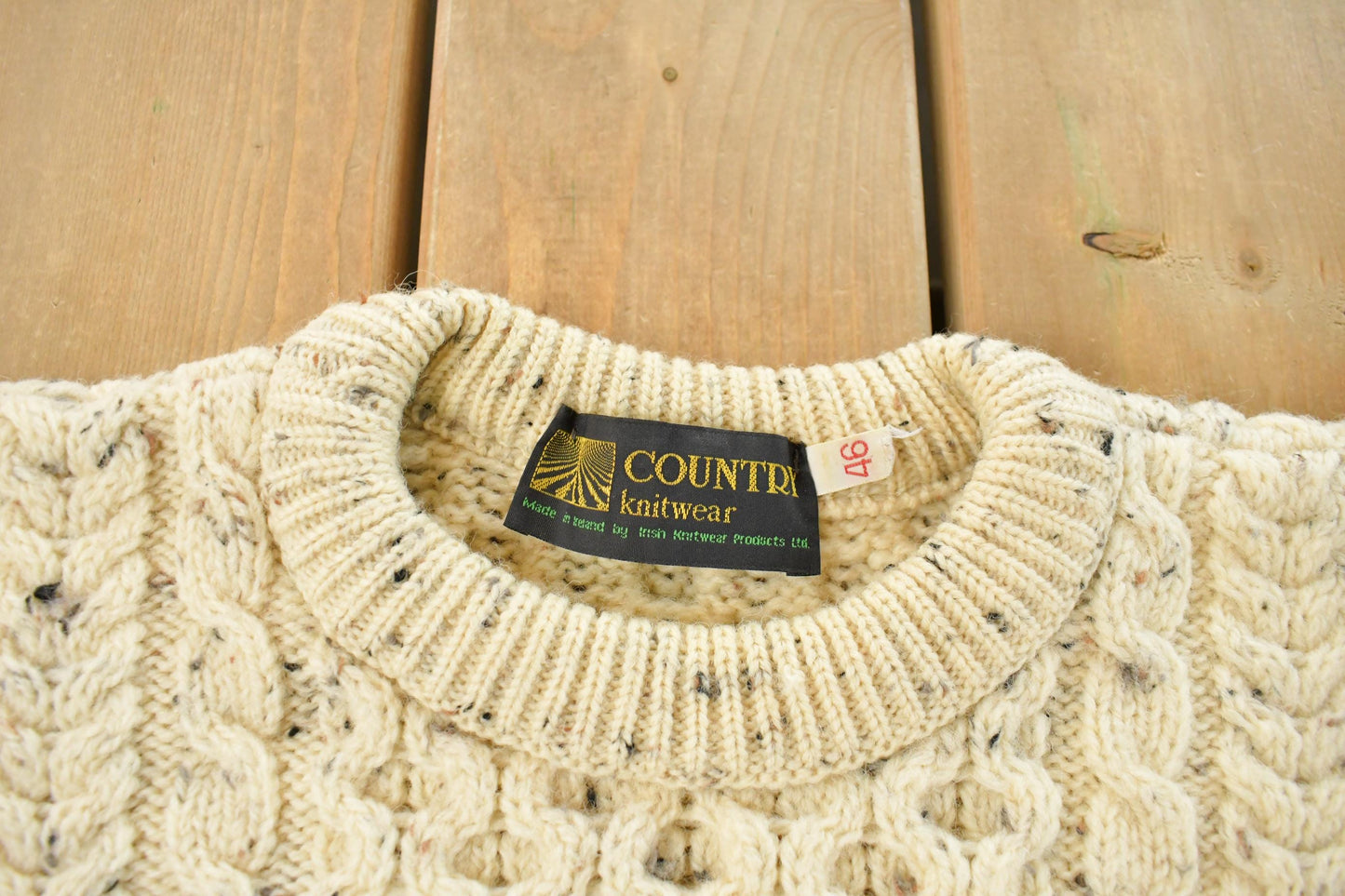 Vintage 1990s Country Knitwear Wool 3D Cable Knit Sweater Men's Large / Chunky Knit / Vintage Turtleneck / Heavy Weight from propervintagecanada