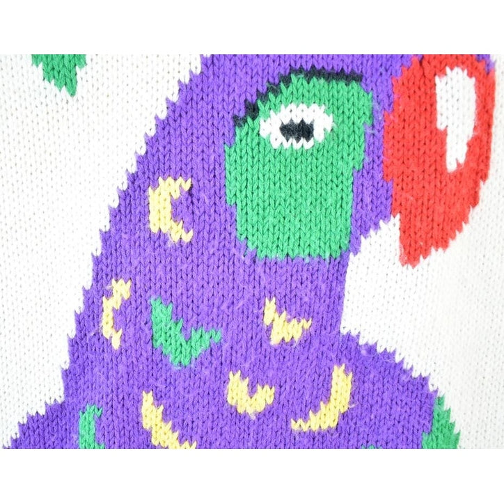 Vintage 1990s Country Suburbans Parrot AOP Knit Abstract Pattern Crewneck Sweater Womens XS from propervintagecanada