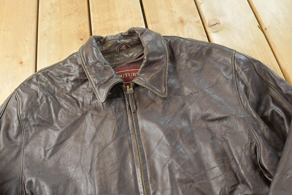 Vintage 1990s Couture by J Park Leather Bomber Jacket Men's L / 90s Streetwear / Outerwear / Outdoorsman from propervintagecanada