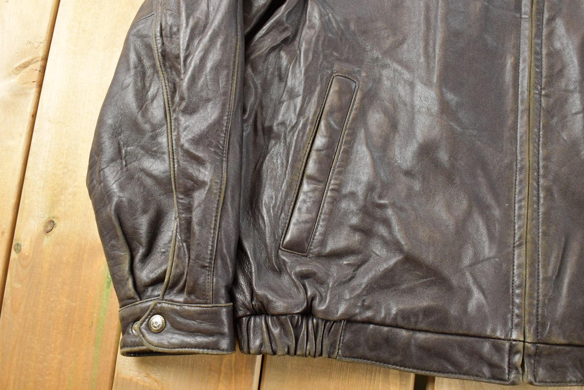 Vintage 1990s Couture by J Park Leather Bomber Jacket Men's L / 90s Streetwear / Outerwear / Outdoorsman from propervintagecanada